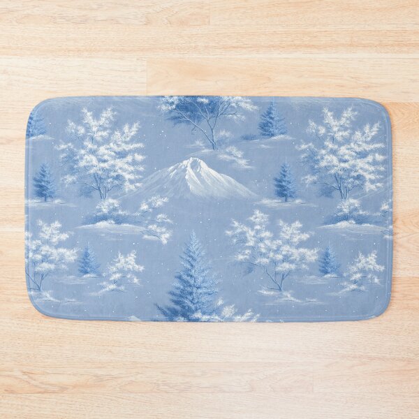 Artikelvorschau, Winterwald mit schneebedeckten Bergen, weiß-blaue Farbe entworfen und verkauft von LiluGross.