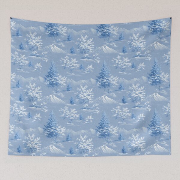 Item preview, Winter Forest With Snowy Mountains, white blue color designed and sold by LiluGross.
