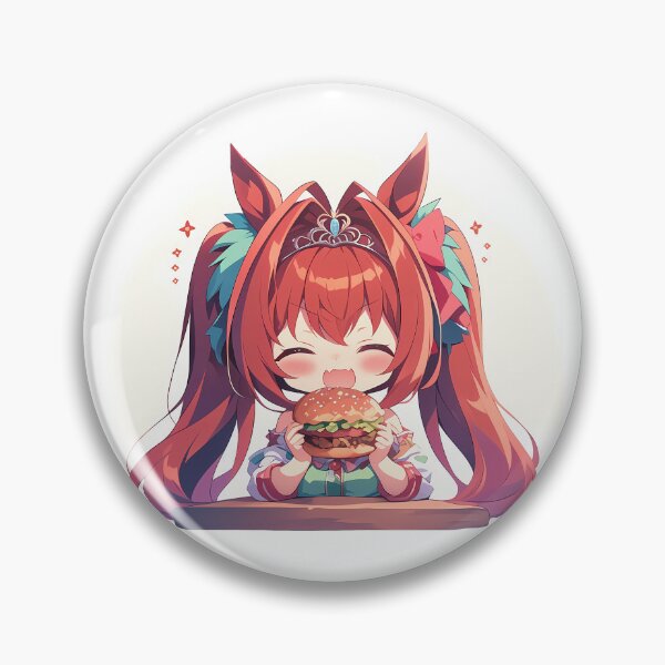 Item preview, Daiwa Scarlet Uma Musume Pretty Derby Chibi Kawaii Burger Cheerful Anime Girl designed and sold by earlobejerk.