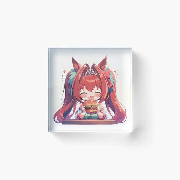 Item preview, Daiwa Scarlet Uma Musume Pretty Derby Chibi Kawaii Burger Cheerful Anime Girl designed and sold by earlobejerk.