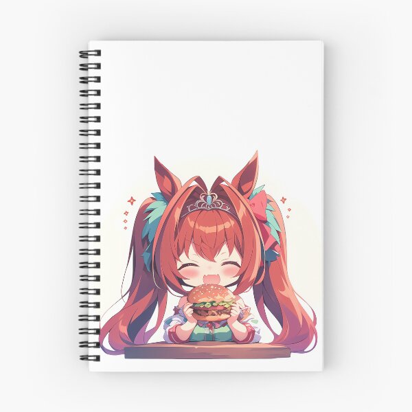 Artikelvorschau, Daiwa Scarlet Uma Musume Pretty Derby Chibi Kawaii Burger Fröhliches Anime-Mädchen entworfen und verkauft von earlobejerk.