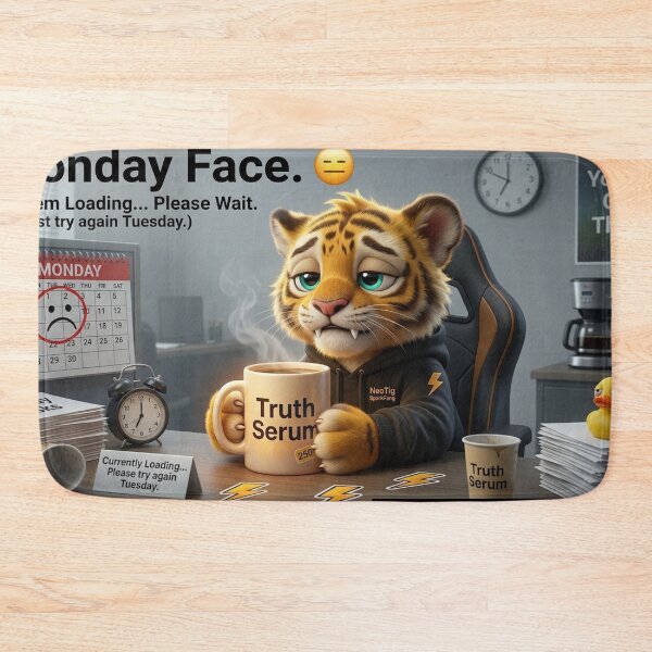 Item preview, Cyber Tiger NeoTig Monday Face — System Loading Please Try Again Tuesday designed and sold by NeoTigLuna.