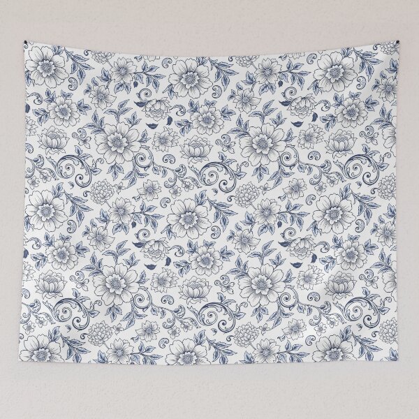 Item preview, Vintage blue Blossoms, minimal botanical floral pattern designed and sold by LiluGross.