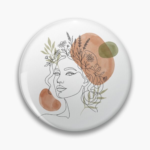 Item preview, Female Face Line Art with Flowers - Elegant Boho Style designed and sold by AidaAviles.