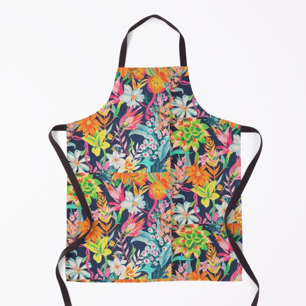 Item preview, Neon Tropic Bloom: Electric Floral Botanical Pattern on Navy designed and sold by LiveLearnCreate.