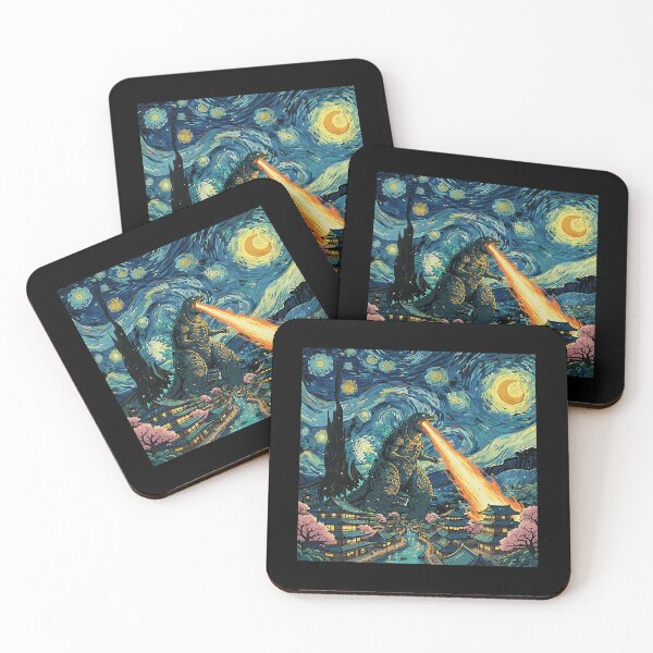 Item preview, Monster Van Gogh Starry Night Japanese Kaiju Anime Retro Art designed and sold by Littermin.