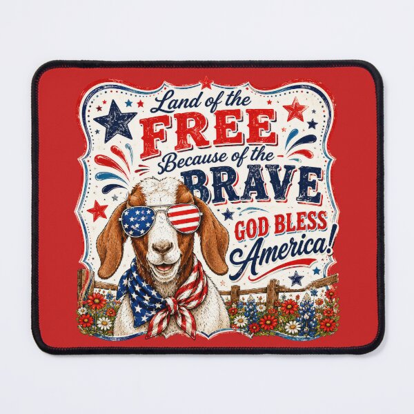Item preview, Land of the Free Because of the Brave | Patriotic Boer Goat Shirt designed and sold by PralinePeacock.