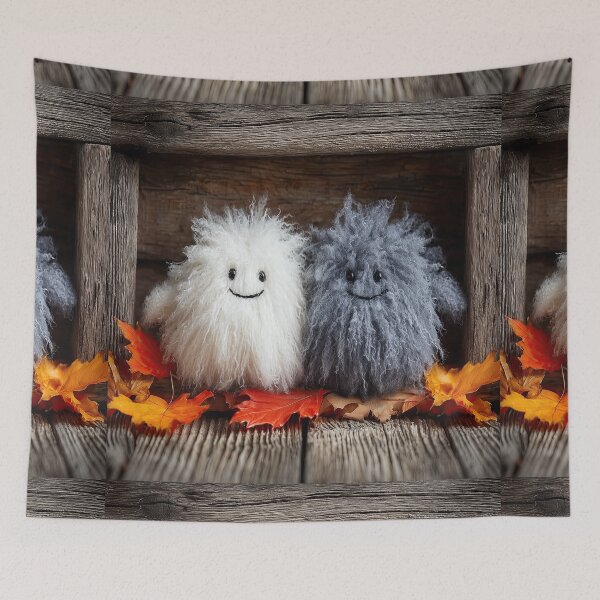 Item preview, Two Cute Fluffy Monsters in Autumn Woods designed and sold by colorful-white.