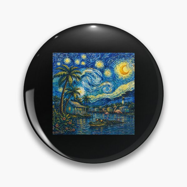 Item preview, Van Gogh Starry Night Florida Alligator Flamingo Funny designed and sold by Littermin.