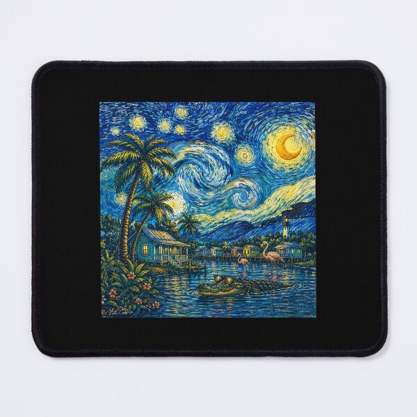 Item preview, Van Gogh Starry Night Florida Alligator Flamingo Funny designed and sold by Littermin.