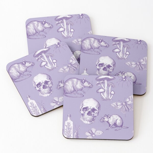 Item preview, Rat and Skull Light Gothic Pastel Purple Pattern for Halloween and Summerween  designed and sold by CanisArtStudio.