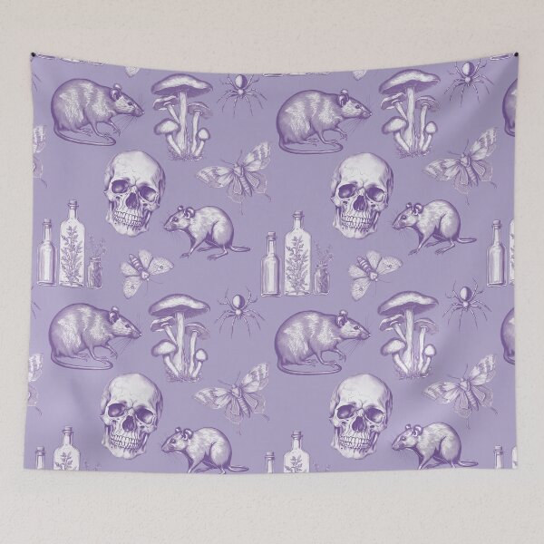 Item preview, Rat and Skull Light Gothic Pastel Purple Pattern for Halloween and Summerween  designed and sold by CanisArtStudio.