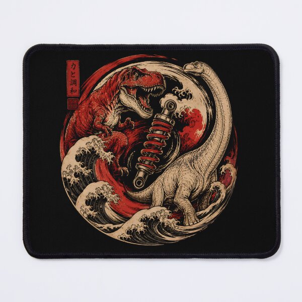 Item preview, JDM Dinosaur Yin Yang Ukiyo-e Wave Japanese Art designed and sold by PreeCha Art & Co..