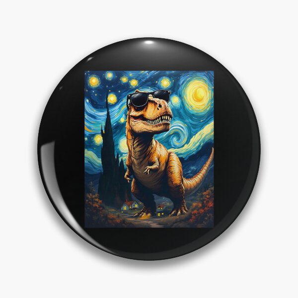Item preview, Dinosaur in Sunglasses Roaring Starry Night Van Gogh Art designed and sold by Littermin.