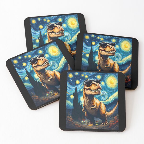 Item preview, Dinosaur in Sunglasses Roaring Starry Night Van Gogh Art designed and sold by Littermin.