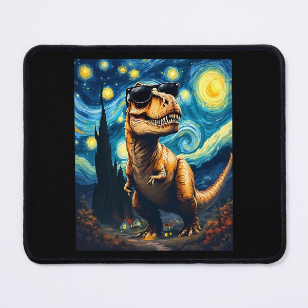 Item preview, Dinosaur in Sunglasses Roaring Starry Night Van Gogh Art designed and sold by Littermin.