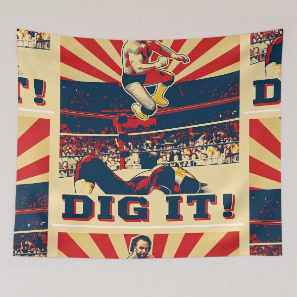 Item preview, Dig It! Vintage Wrestling Flying Elbow Drop Retro Arena Poster designed and sold by The Irish Whip.