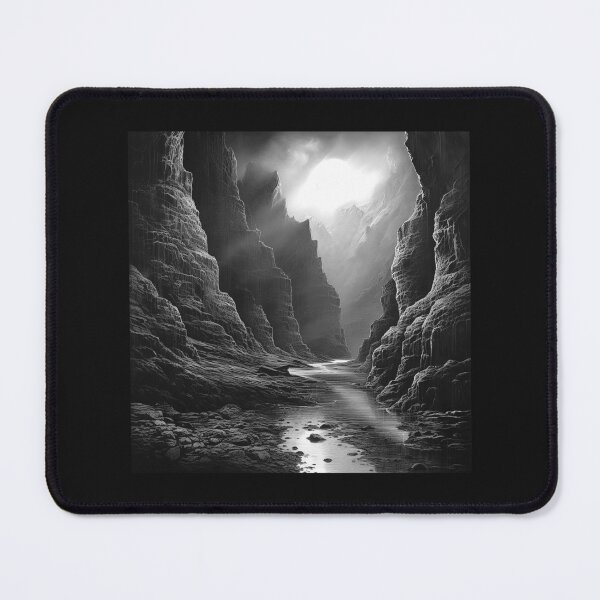 Item preview, Moonlit Canyon River in Black and White designed and sold by inkoutninja.
