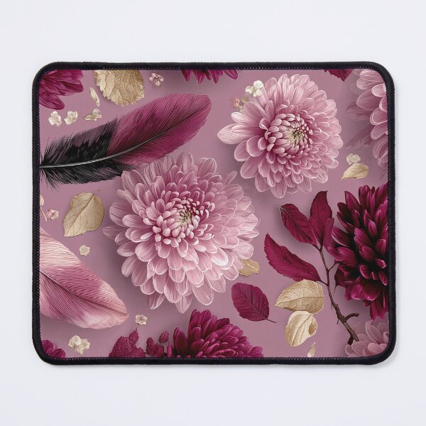Item preview, Elegant Mauve Chrysanthemum and Feather Pattern designed and sold by colorful-white.