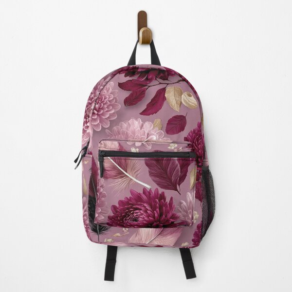 Item preview, Elegant Mauve Chrysanthemum and Feather Pattern designed and sold by colorful-white.