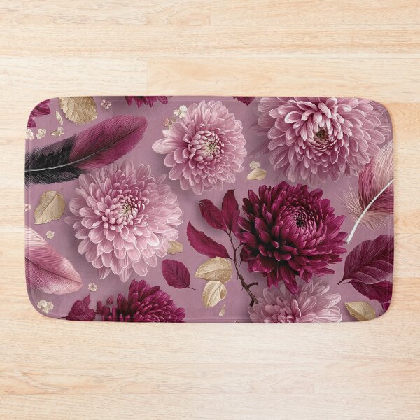 Item preview, Elegant Mauve Chrysanthemum and Feather Pattern designed and sold by colorful-white.