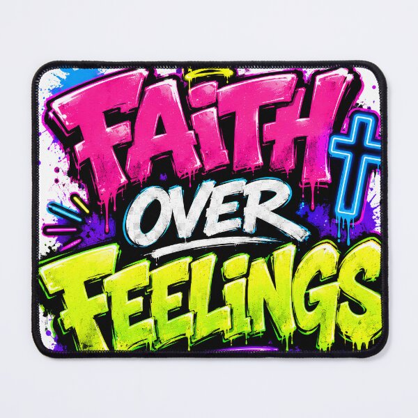 Item preview, Faith Over Feelings Graffiti Christian Design | Neon Faith Typography designed and sold by overcomercrafts.