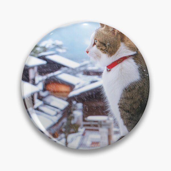 Item preview, Cute Tabby Cat Winter Snow Village designed and sold by OsakaYumeWorks.