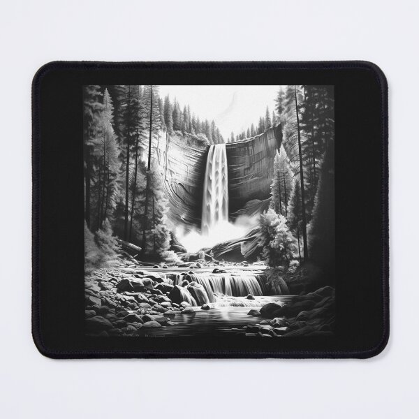 Item preview, Monochrome Forest Waterfall and Mountain Dam designed and sold by inkoutninja.