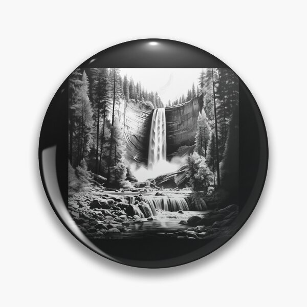 Item preview, Monochrome Forest Waterfall and Mountain Dam designed and sold by inkoutninja.