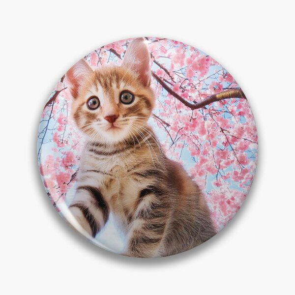 Item preview, Cute Tabby Kitten Cherry Blossom Spring designed and sold by OsakaYumeWorks.