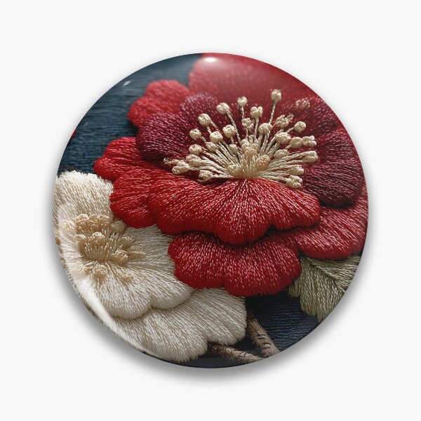 Item preview, Traditional Red and White Embroidered Floral Art designed and sold by colorful-white.