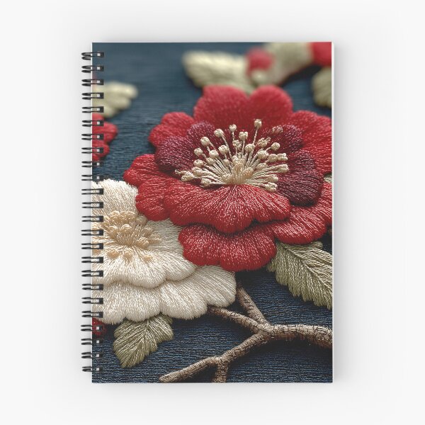 Item preview, Traditional Red and White Embroidered Floral Art designed and sold by colorful-white.