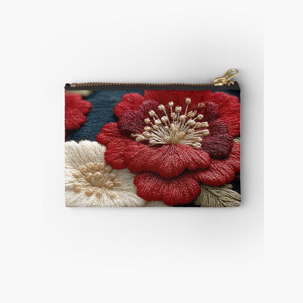 Item preview, Traditional Red and White Embroidered Floral Art designed and sold by colorful-white.