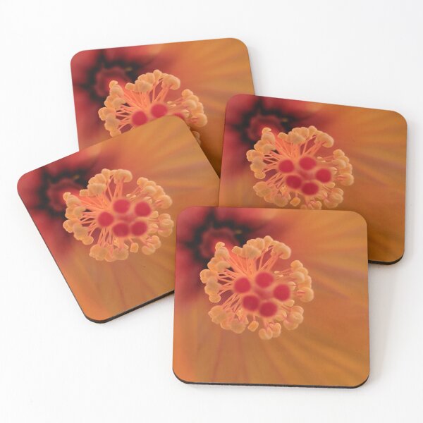 Item preview, Fiery Geometry: Orange Hibiscus Stigma Macro designed and sold by SoCalflowers.