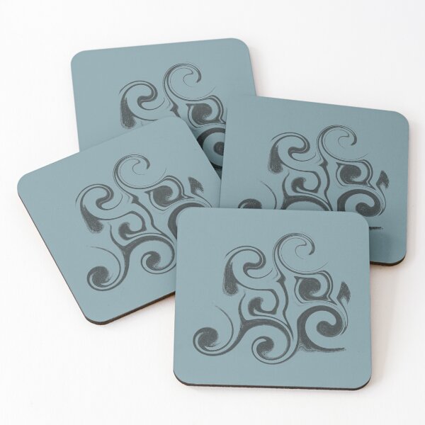 Aperçu de l'œuvre Abstract Slate Blue Swirls - Moody Teal Liquid Marble Pattern créée et vendue par CaramelCo.