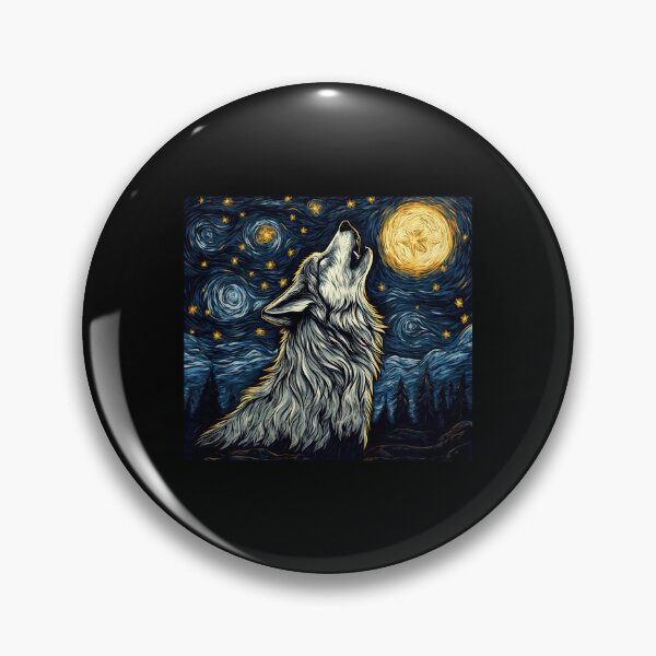 Item preview, Wolf Starry Night Howling Moon Funny Van Gogh Graphic  designed and sold by Littermin.
