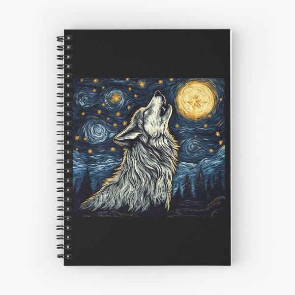 Item preview, Wolf Starry Night Howling Moon Funny Van Gogh Graphic  designed and sold by Littermin.