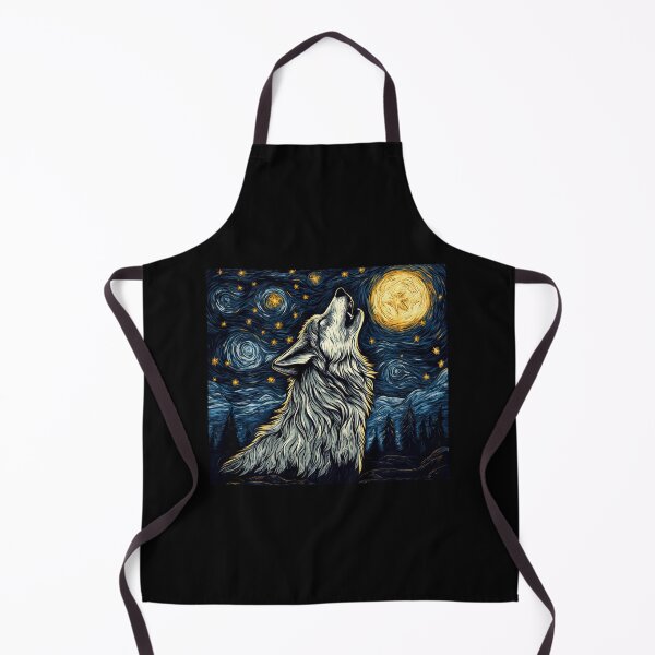 Item preview, Wolf Starry Night Howling Moon Funny Van Gogh Graphic designed and sold by Littermin.