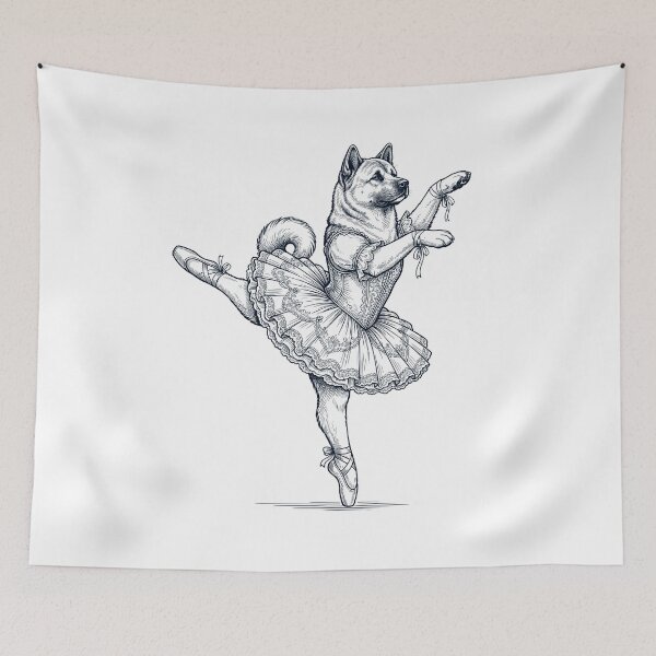 Artikelvorschau, Vintage Akita Balletttänzerin Ballerina Hundeliebhaber entworfen und verkauft von dian-rody-crest.