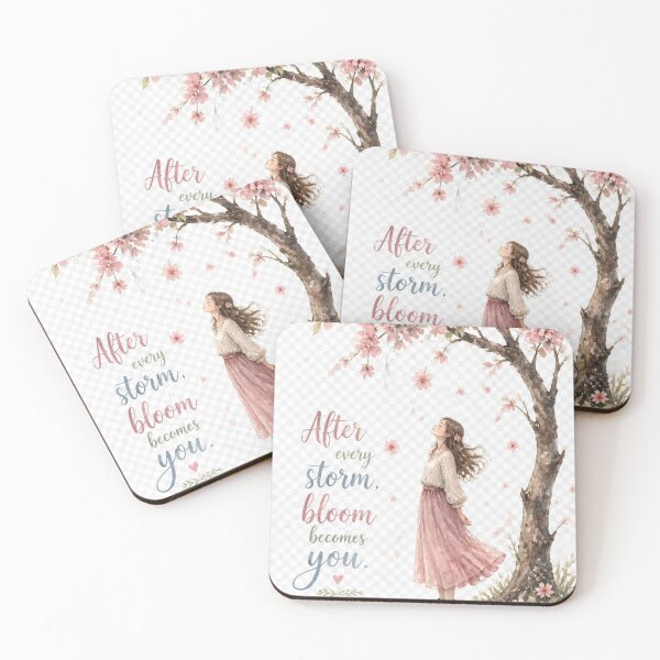 Item preview, After Every Storm Bloom Becomes You Cherry Blossom Inspirational Quote designed and sold by redblink store.