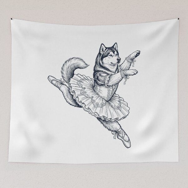 Aperçu de l'œuvre vintage Alaskan Malamute Ballet Dancer Ballerine Amoureux des chiens créée et vendue par dian-rody-crest.