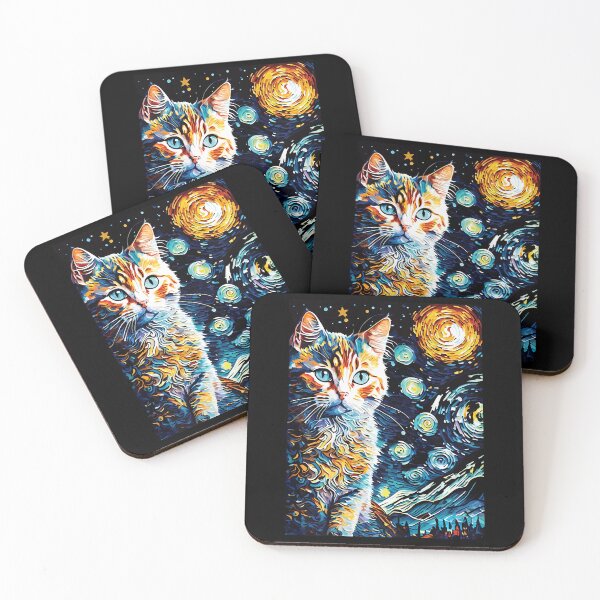 Item preview, Cute cat Painting Art Starry Night Kitty Kitten Van Gogh  designed and sold by Littermin.