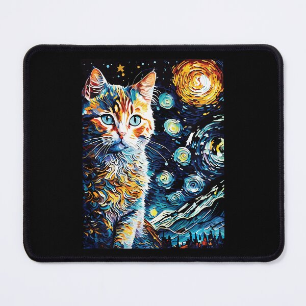 Item preview, Cute cat Painting Art Starry Night Kitty Kitten Van Gogh designed and sold by Littermin.