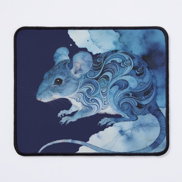 Item preview, Mystic Blue Mouse Watercolor – Fantasy Swirl Art Animal Illustration designed and sold by KiraChie.