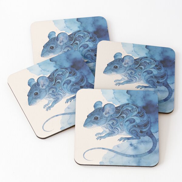 Item preview, Mystic Blue Mouse Watercolor – Fantasy Swirl Art Animal Illustration designed and sold by KiraChie.