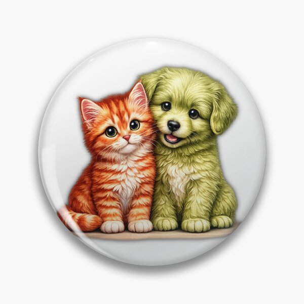 Item preview, Colorful Puppy and Kitten Best Friends | Cute Pet Lover Art | Unique Animal Design designed and sold by Akseries.