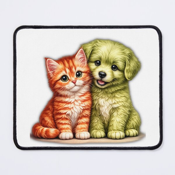 Item preview, Colorful Puppy and Kitten Best Friends | Cute Pet Lover Art | Unique Animal Design designed and sold by Akseries.