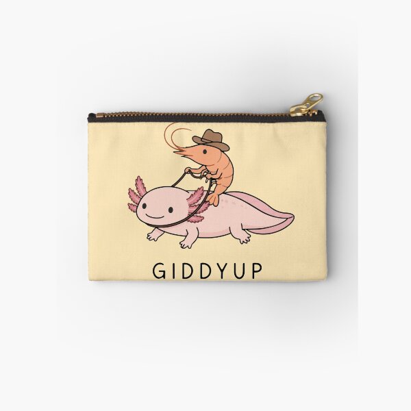 Item preview, "GIDDYUP" Rootin' Tootin' Shrimp Cowboy Riding an Axolotl designed and sold by pixiedustpaint.