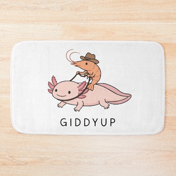 Item preview, "GIDDYUP" Rootin' Tootin' Shrimp Cowboy Riding an Axolotl designed and sold by pixiedustpaint.