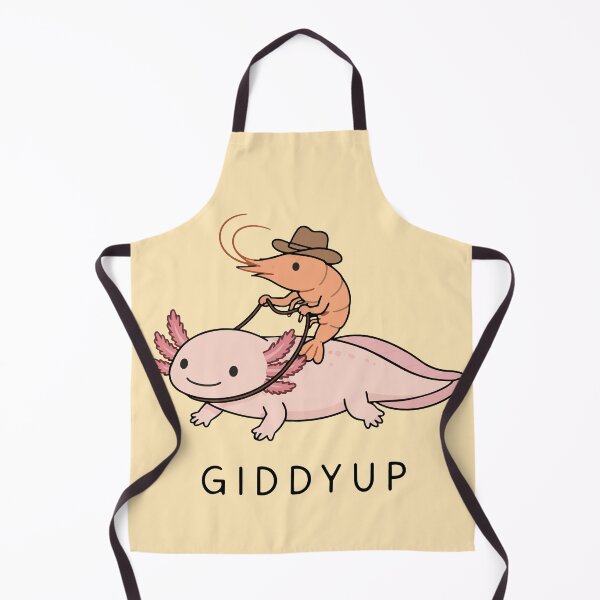 Item preview, "GIDDYUP" Rootin' Tootin' Shrimp Cowboy Riding an Axolotl designed and sold by pixiedustpaint.
